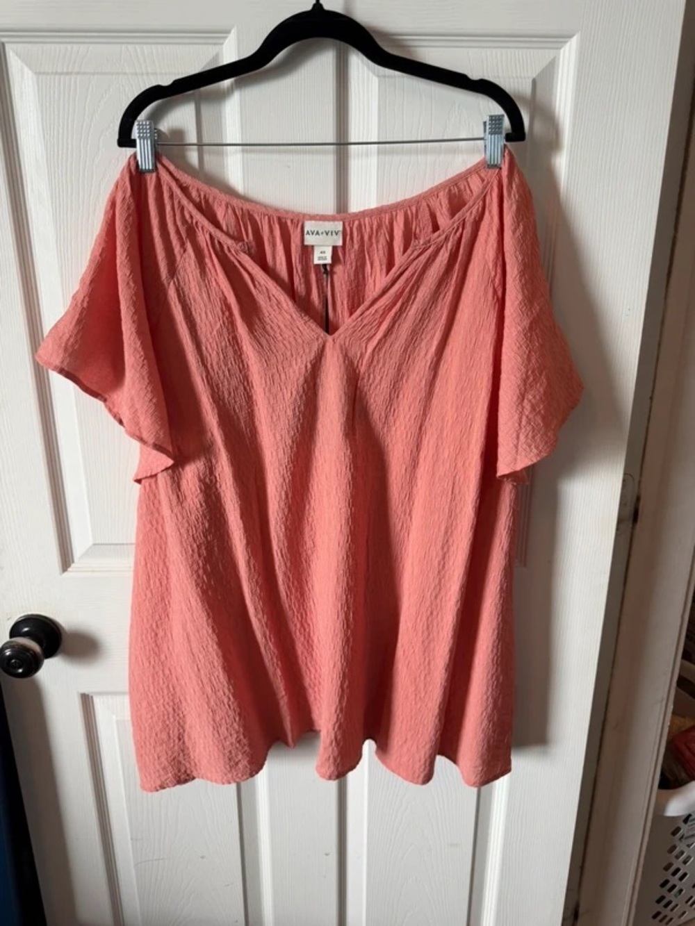 AVA & VIV Coral Pink Flutter Sleeve Women’s Top